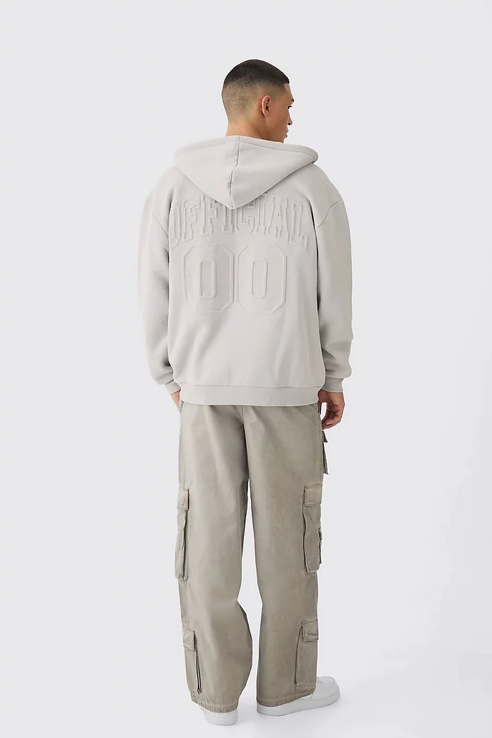 Oversized Official Varsity Embossed Zip Through Hoodie Oversized Official Varsity Embossed Zip Through Hoodie